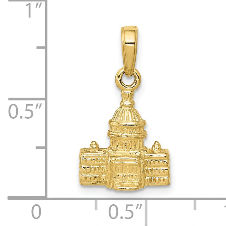 10K Yellow Gold Solid 3-D Washington D.C. Capitol Building Pendant