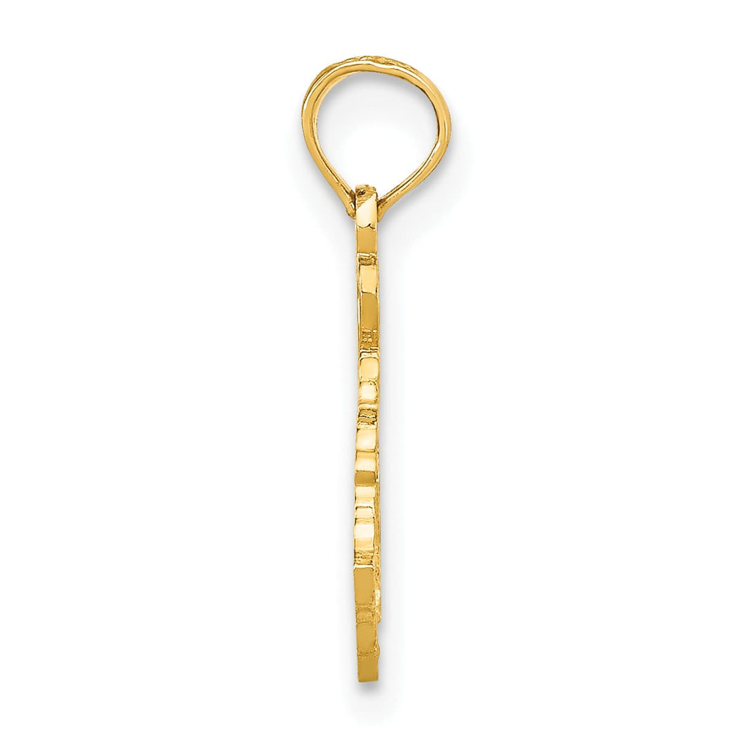 10K Yellow Gold Solid Cut-out I Heart KY Kentucky State Pendant