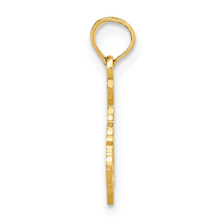 10K Yellow Gold Solid Cut-out I Heart KY Kentucky State Pendant