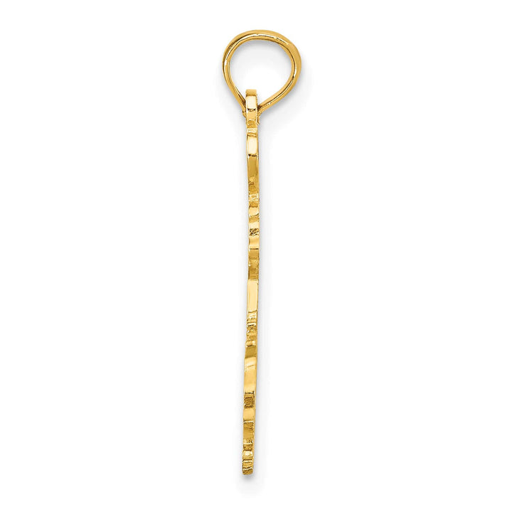 10K Yellow Gold Solid Cut-out I Heart LA Louisiana State Pendant