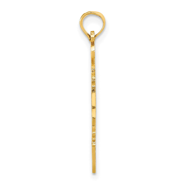 10K Yellow Gold Solid Cut-out I Heart NJ New Jersey State Pendant