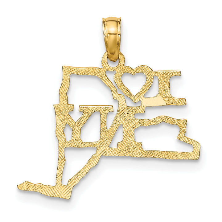 10K Yellow Gold Solid Cut-out I Heart NY New York State Pendant