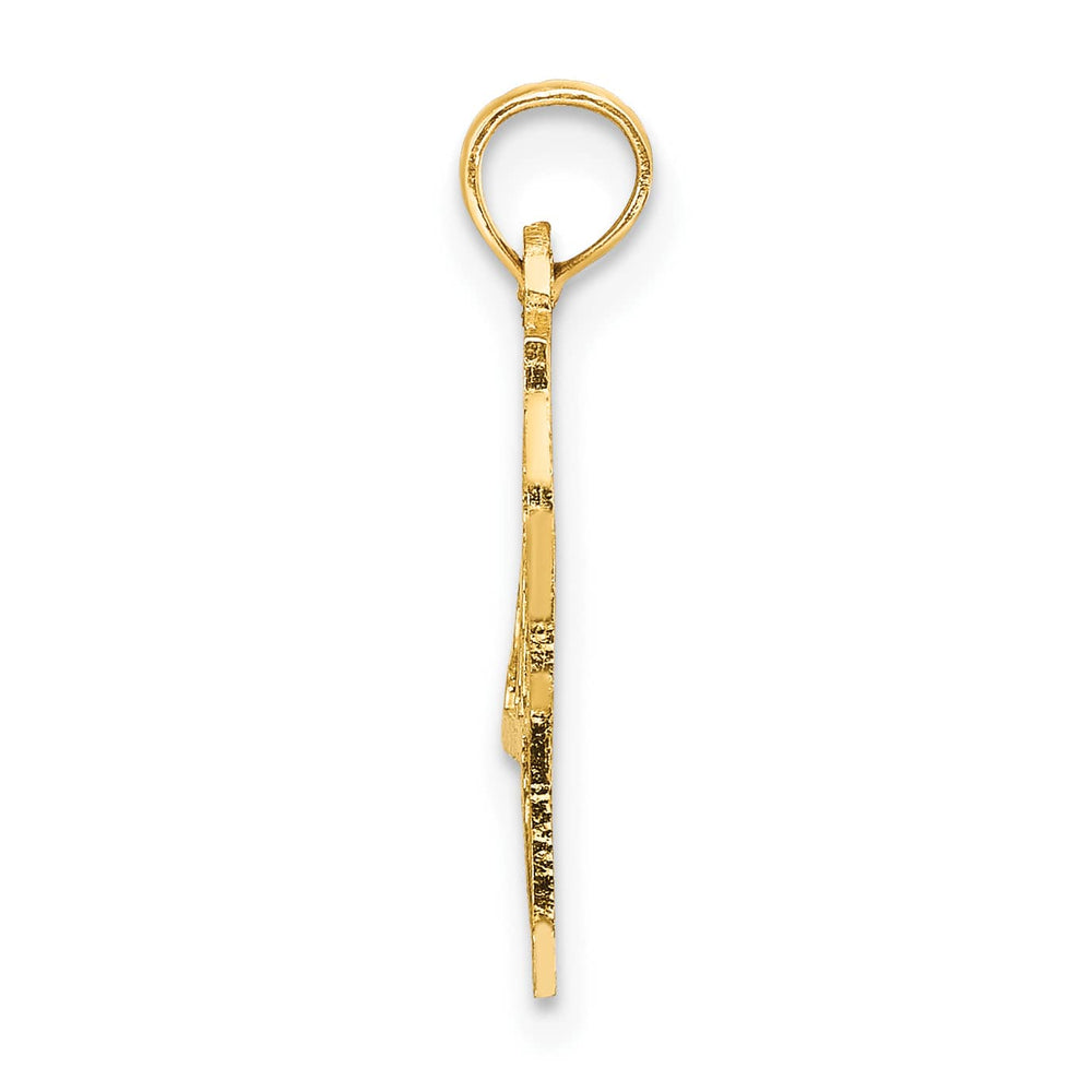 10K Yellow Gold Solid Cut-out I Heart NY New York State Pendant