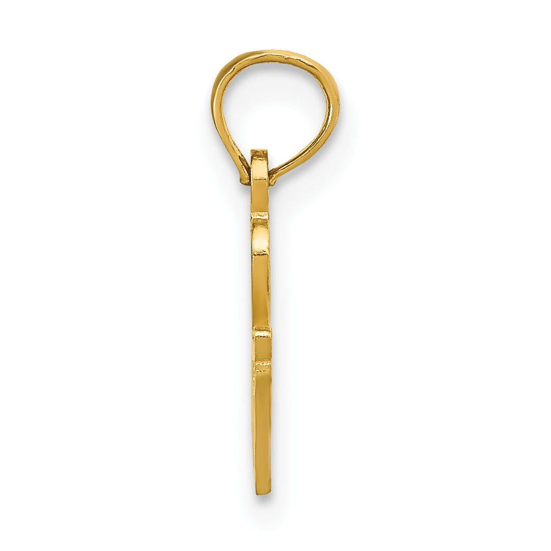10K Yellow Gold Solid Cut-out I Heart TN Tennessee State Pendant