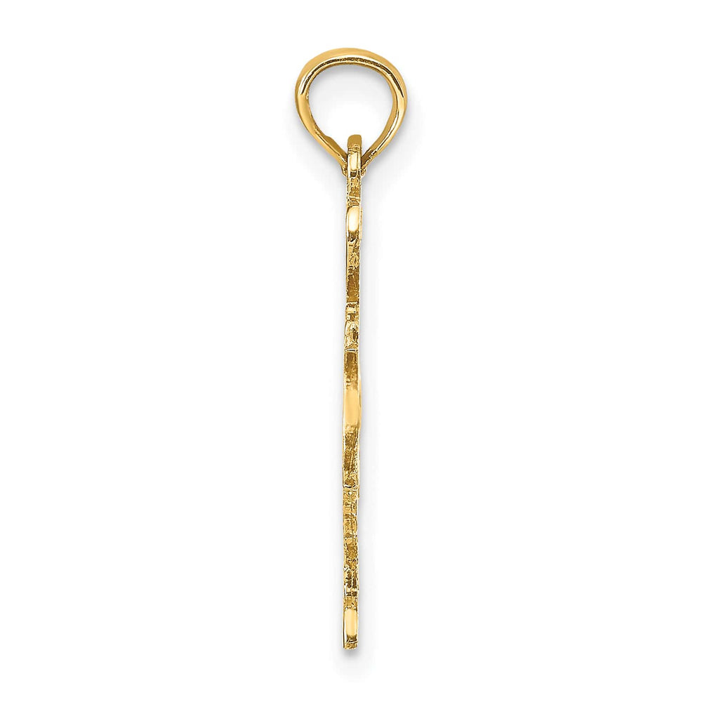 10K Yellow Gold Solid Cut-out I Heart TX Texas State Charm Pendant