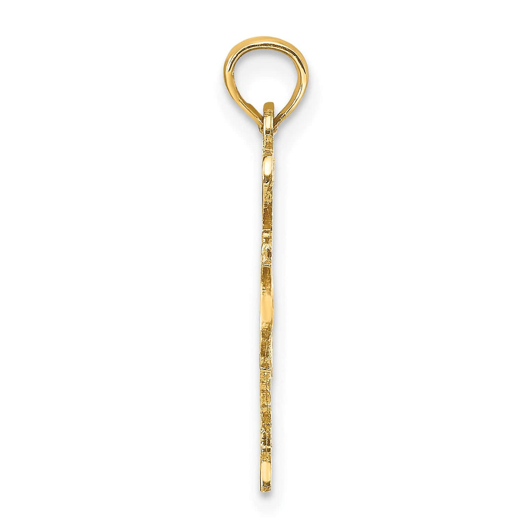 10K Yellow Gold Solid Cut-out I Heart TX Texas State Charm Pendant