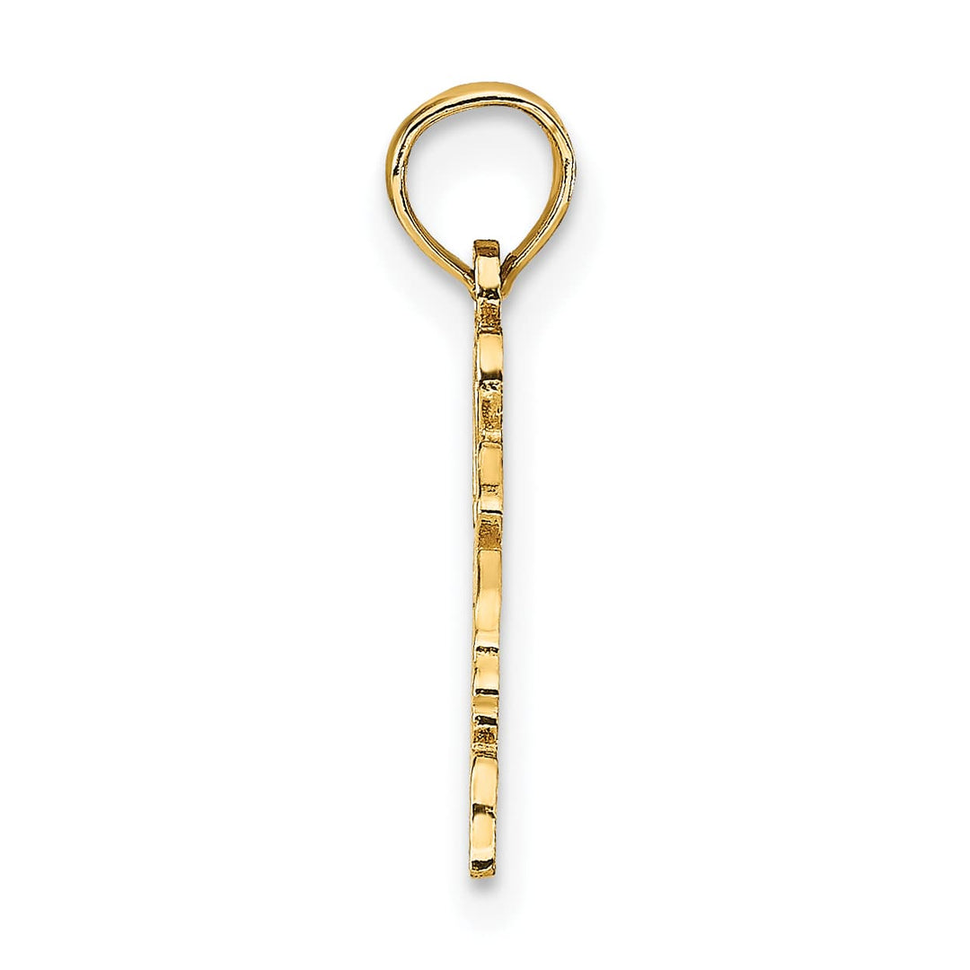 10K Yellow Gold Solid Cut-out I Heart VA Virginia State Pendant