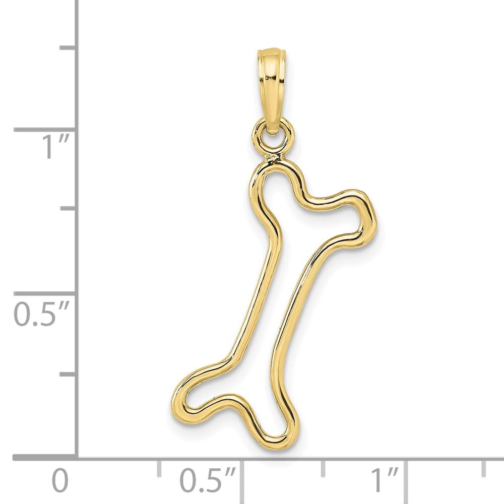 10K Yellow Gold Solid Cut-Out Polished Large Dog Bone Charm