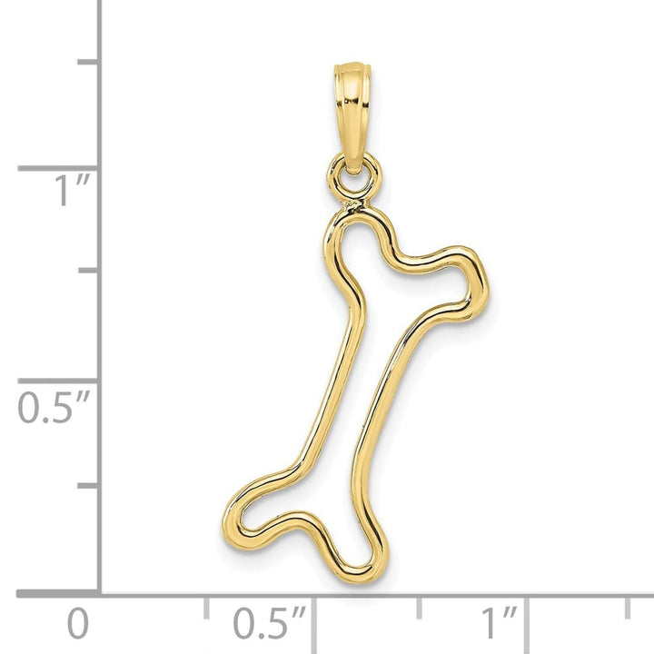 10K Yellow Gold Solid Cut-Out Polished Large Dog Bone Charm