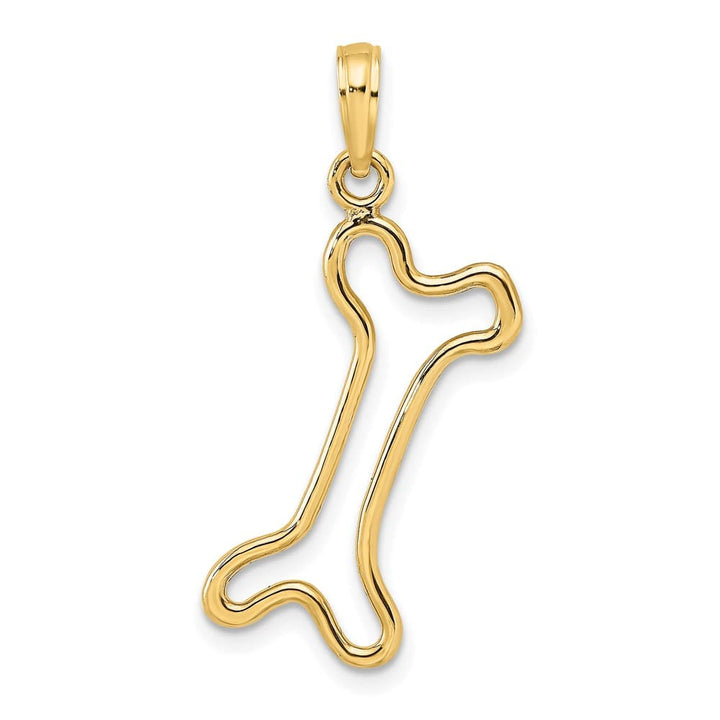 10K Yellow Gold Solid Cut-Out Polished Large Dog Bone Charm