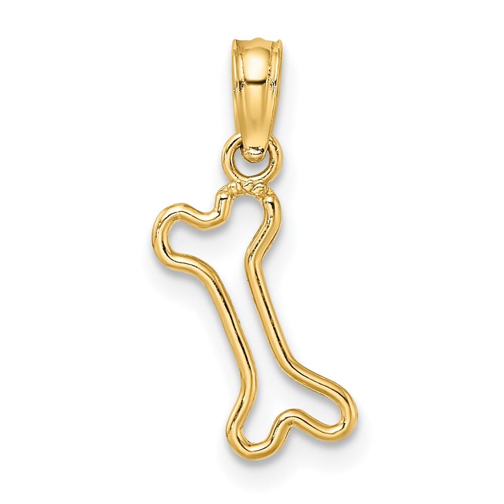 10K Yellow Gold Solid Cut-Out Polished Medium Dog Bone Charm