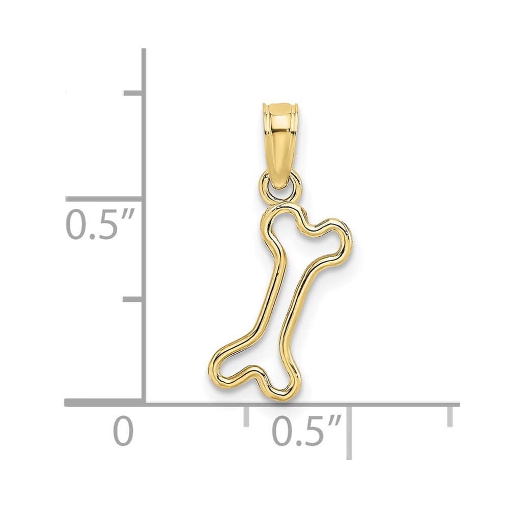 10K Yellow Gold Solid Cut-Out Polished Medium Dog Bone Charm