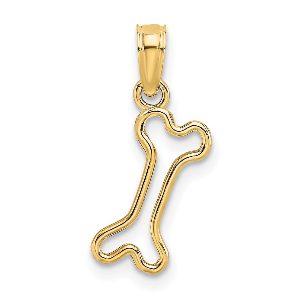 10K Yellow Gold Solid Cut-Out Polished Medium Dog Bone Charm