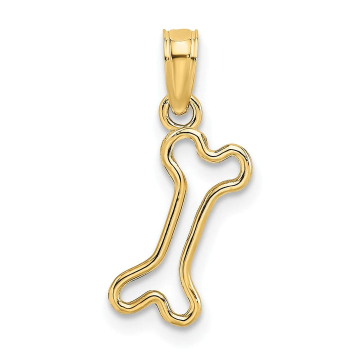 10K Yellow Gold Solid Cut-Out Polished Medium Dog Bone Charm