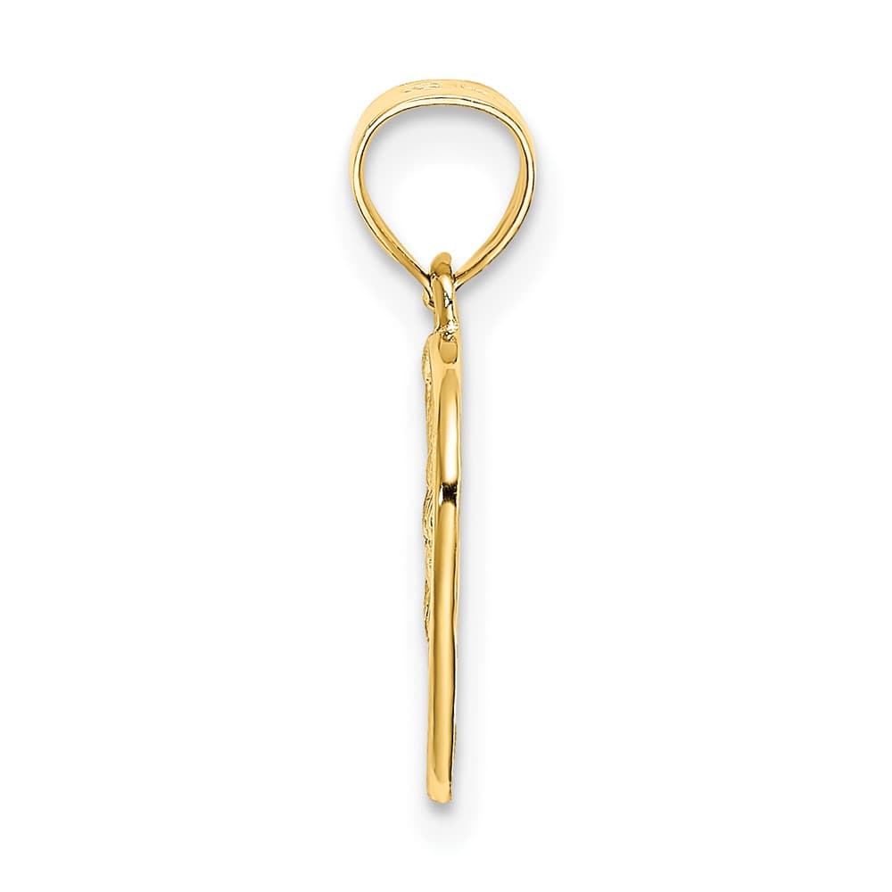 10K Yellow Gold Solid Cut-Out Textured Medium Woven Heart Charm