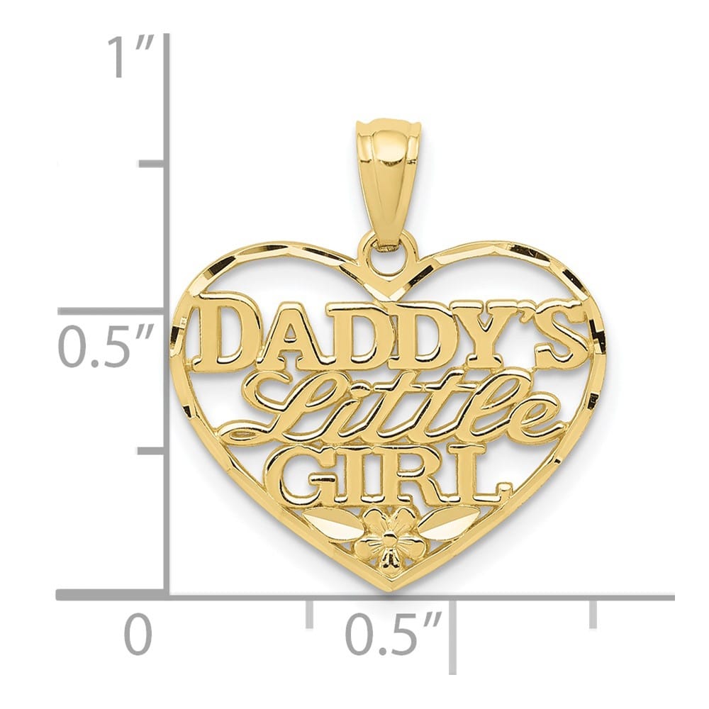 10K Yellow Gold Solid D.C. Medium Daddys Little Girl in Heart Pendant