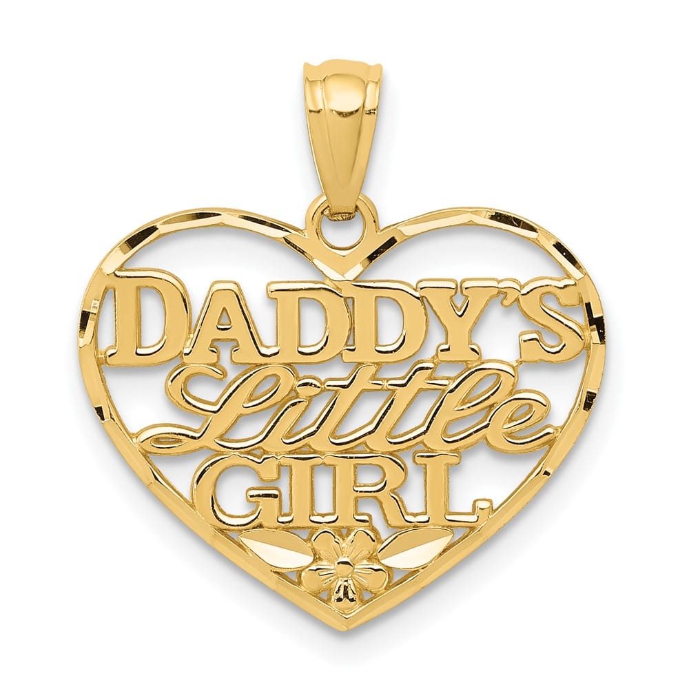 10K Yellow Gold Solid D.C. Medium Daddys Little Girl in Heart Pendant