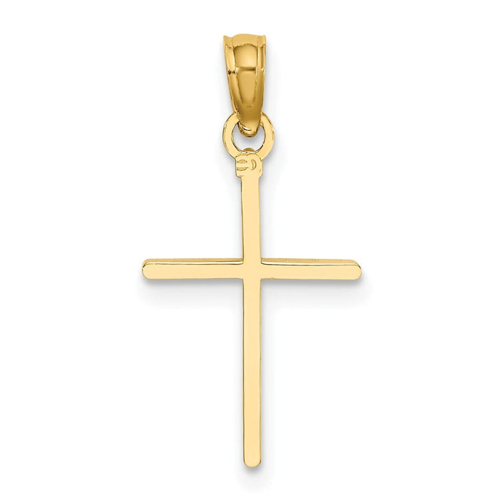 10K Yellow Gold Solid D.C. Polished Medium Latin Cross Charm