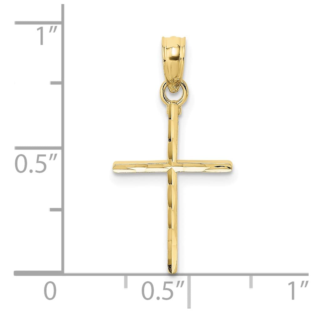 10K Yellow Gold Solid D.C. Polished Medium Latin Cross Charm