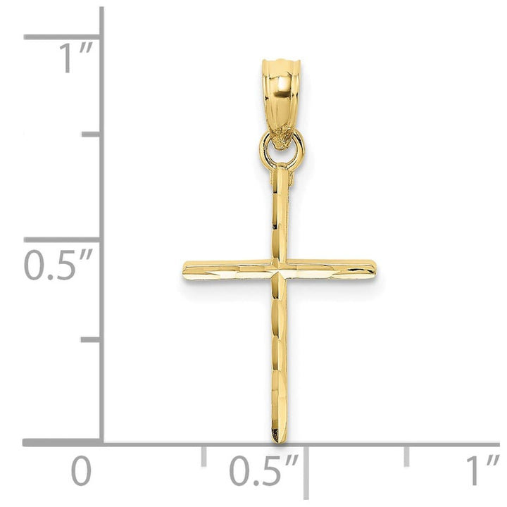 10K Yellow Gold Solid D.C. Polished Medium Latin Cross Charm