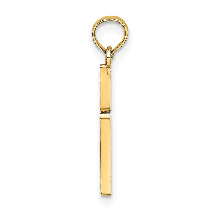 10K Yellow Gold Solid D.C. Polished Medium Latin Cross Charm