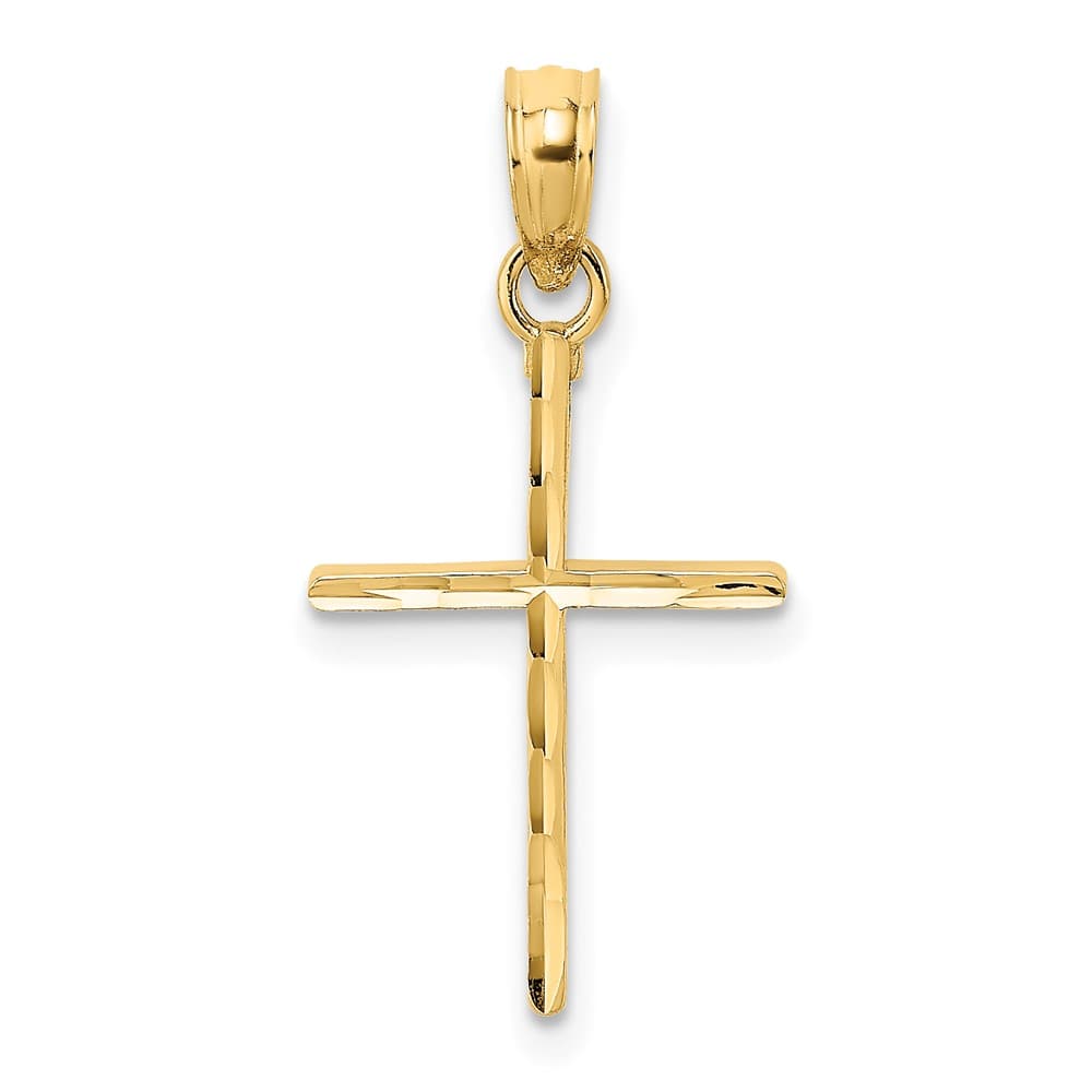 10K Yellow Gold Solid D.C. Polished Medium Latin Cross Charm