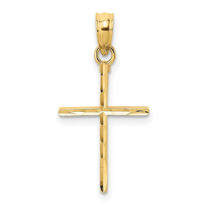 10K Yellow Gold Solid D.C. Polished Medium Latin Cross Charm