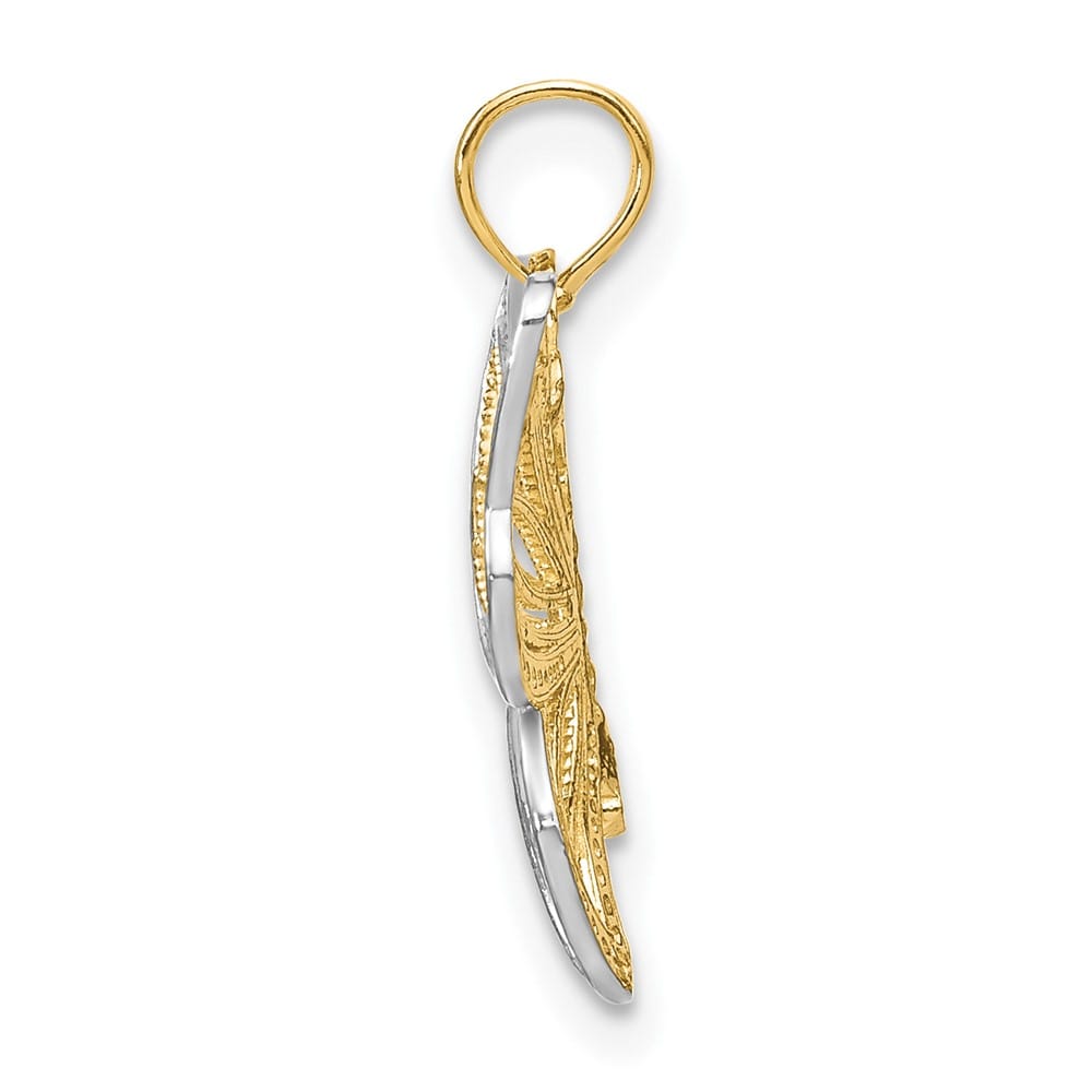 10K Yellow Gold Solid Extra Large Butterfly with Beaded Wings Charm