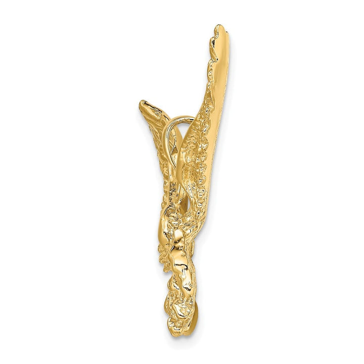 10K Yellow Gold Solid Extra Large Eagle with Beak Touching Claws Charm