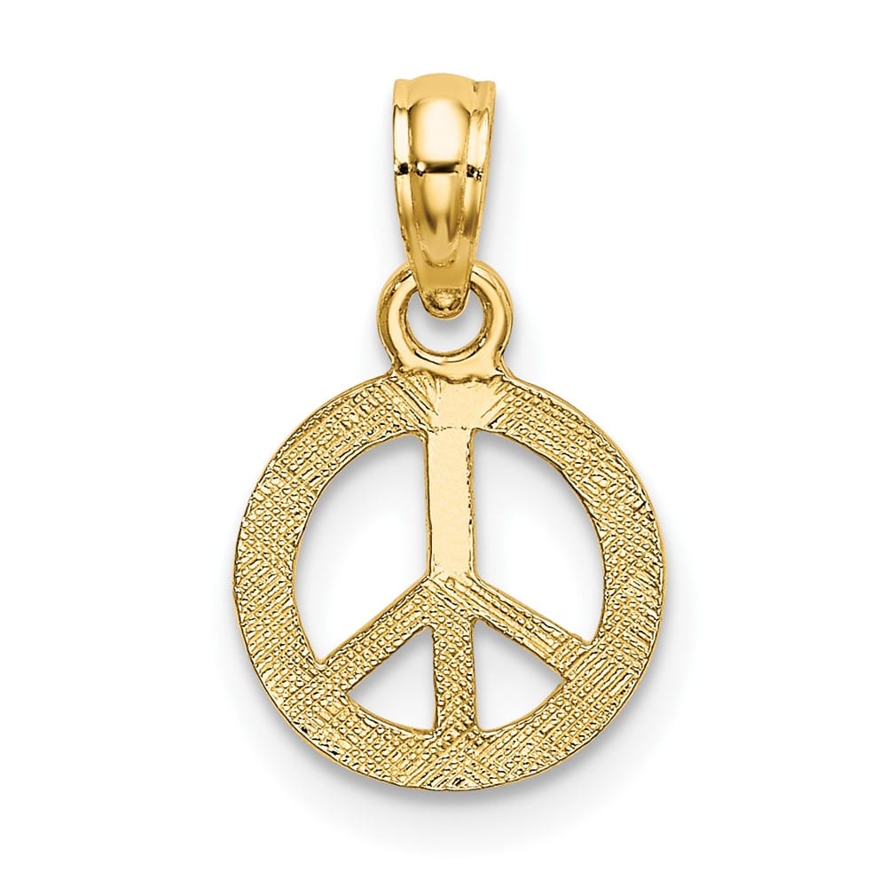 10K Yellow Gold Solid Extra Large Flat Textured Peace Sign Charm