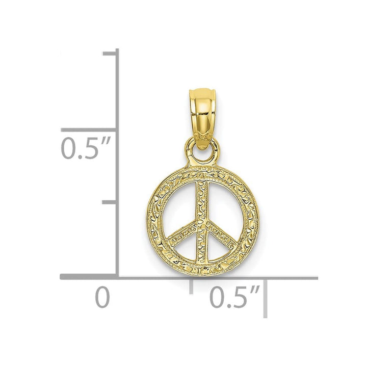 10K Yellow Gold Solid Extra Large Flat Textured Peace Sign Charm