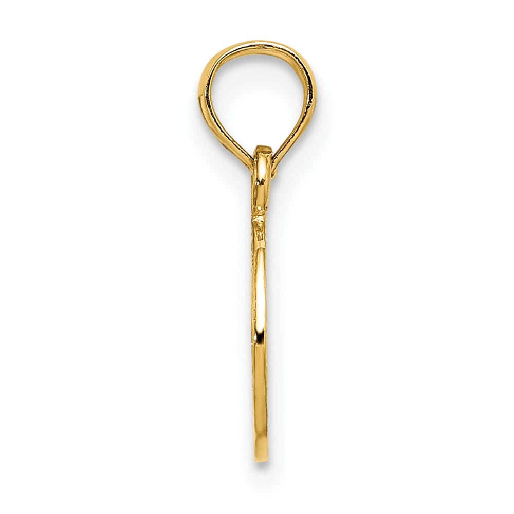 10K Yellow Gold Solid Extra Large Flat Textured Peace Sign Charm