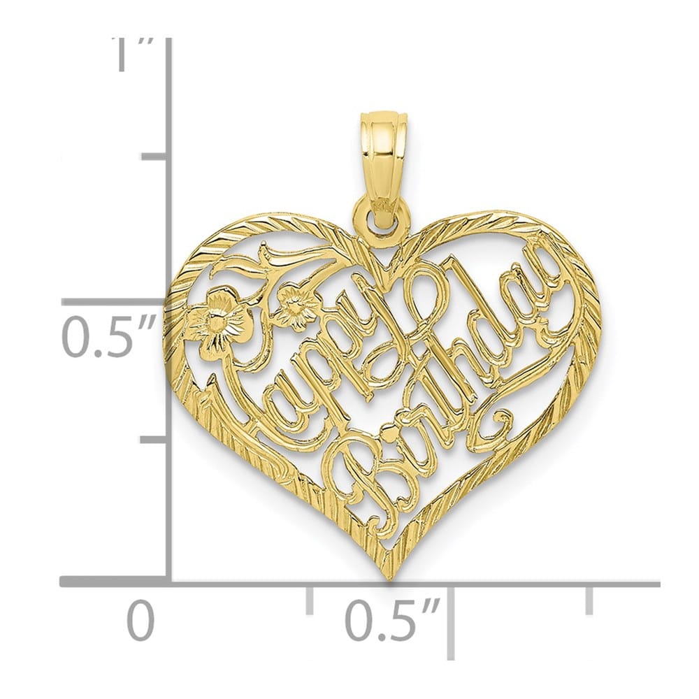 10K Yellow Gold Solid Extra Large Talking Happy Birthday Pendant