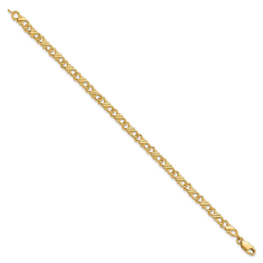 10K Yellow Gold Solid Fancy Bracelet 7 Inch