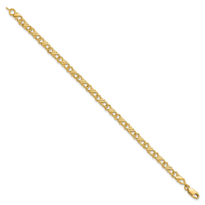 10K Yellow Gold Solid Fancy Bracelet 7 Inch