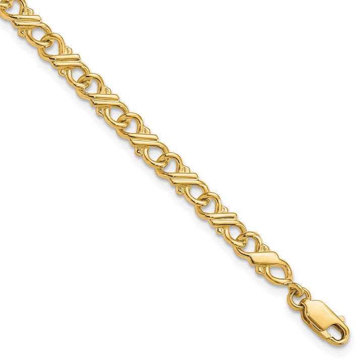 10K Yellow Gold Solid Fancy Bracelet 7 Inch