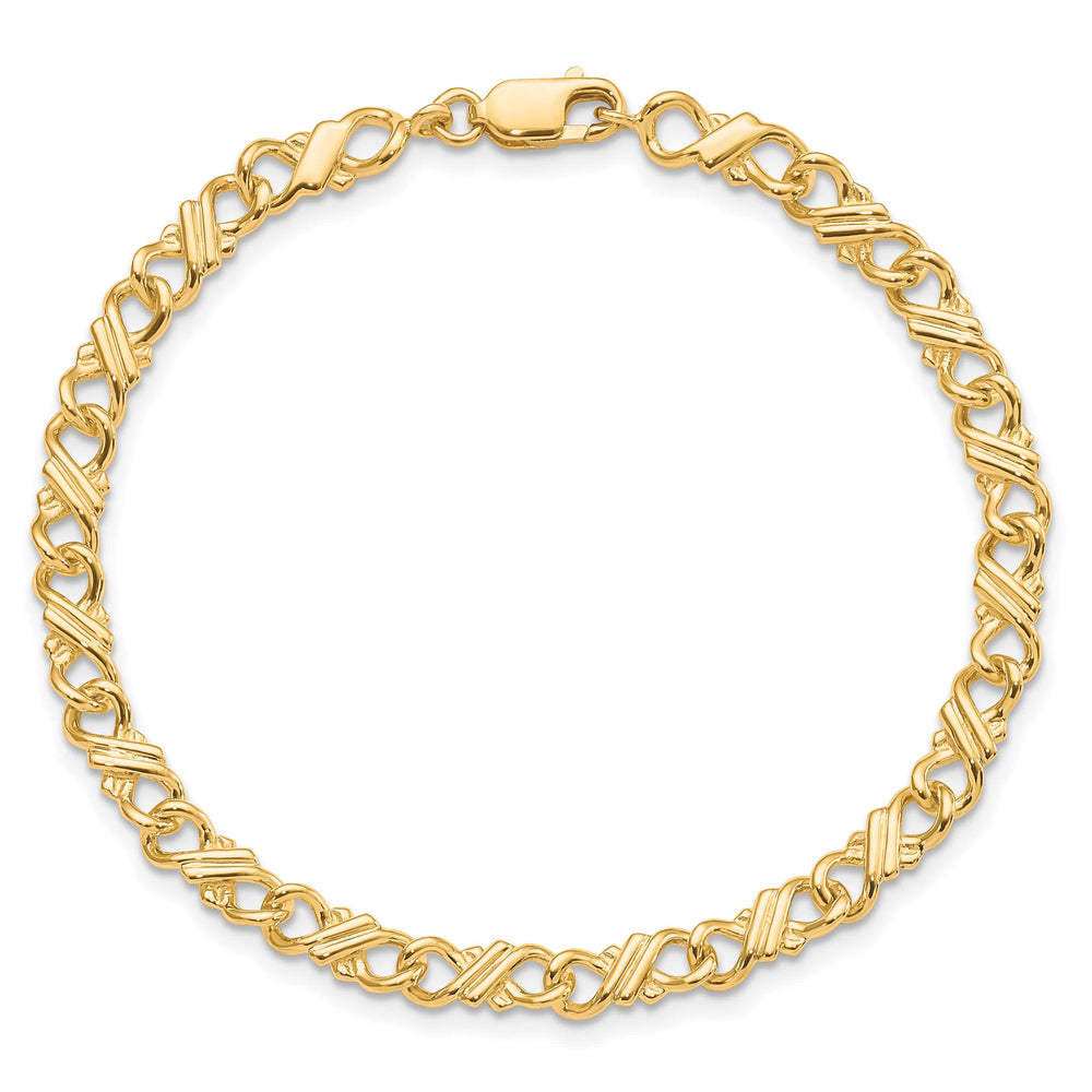 10K Yellow Gold Solid Fancy Bracelet 7 Inch