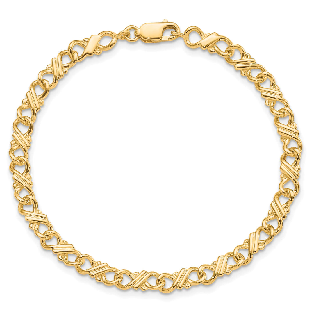 10K Yellow Gold Solid Fancy Bracelet 7 Inch