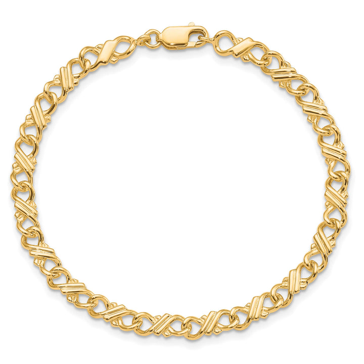 10K Yellow Gold Solid Fancy Bracelet 7 Inch