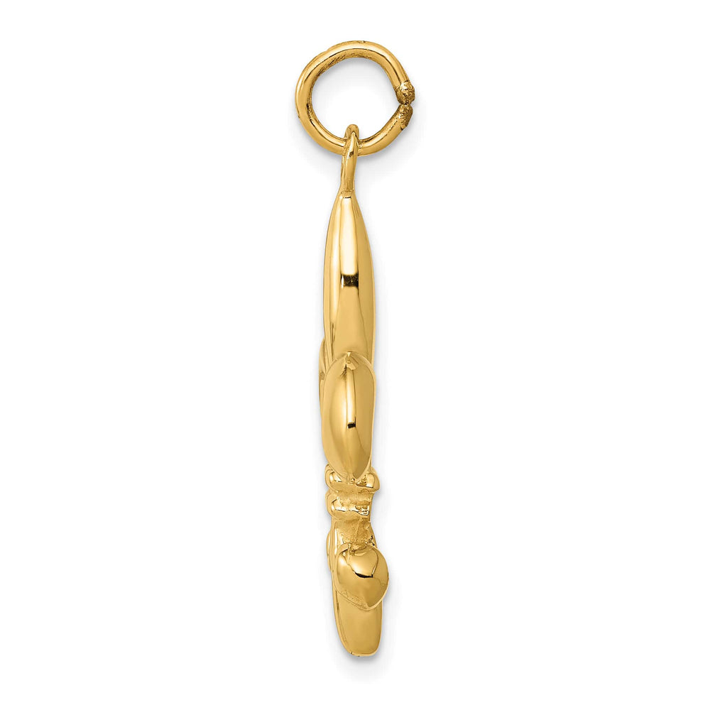 10K Yellow Gold Solid Fleur de Lis 3-D Charm