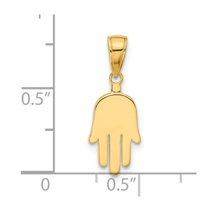 10K Yellow Gold Solid Hamsa Pendant