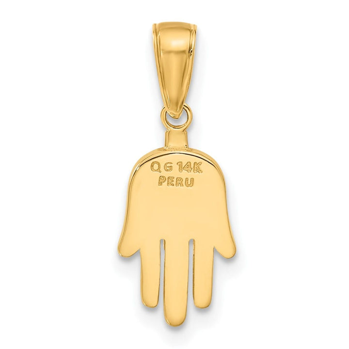 10K Yellow Gold Solid Hamsa Pendant