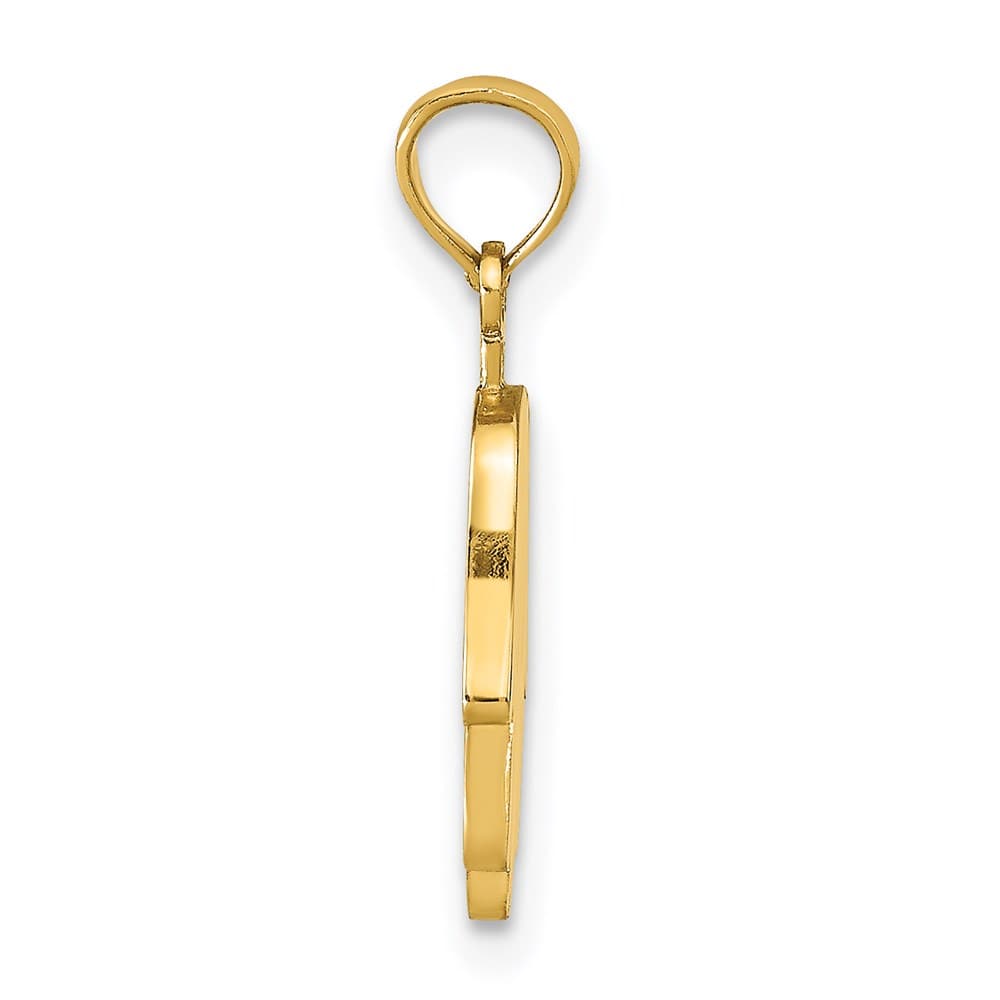 10K Yellow Gold Solid Hamsa Pendant