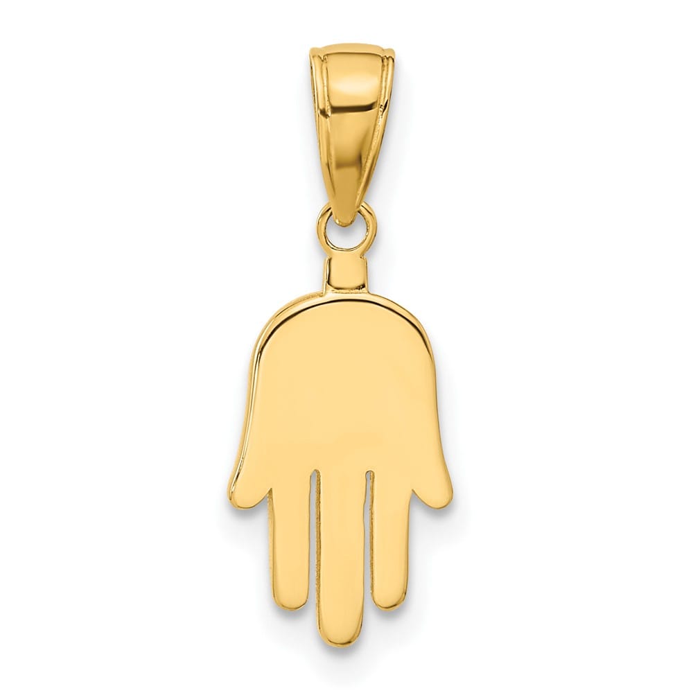 10K Yellow Gold Solid Hamsa Pendant