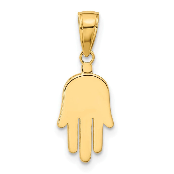10K Yellow Gold Solid Hamsa Pendant