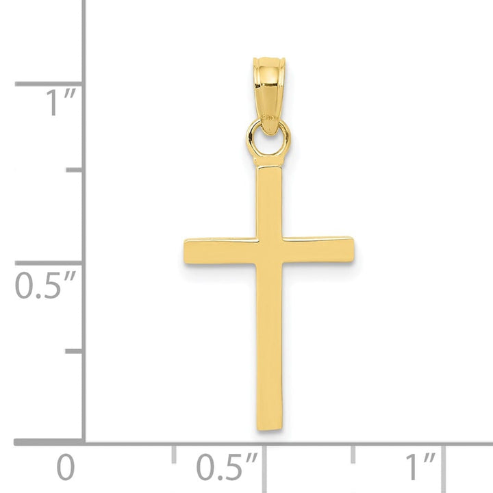 10K Yellow Gold Solid Large 3-D Polished Latin Cross Pendant