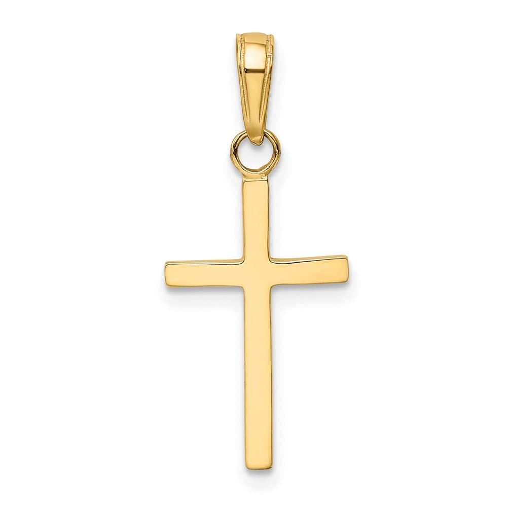 10K Yellow Gold Solid Large 3-D Polished Latin Cross Pendant