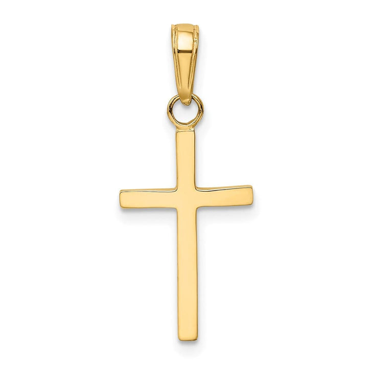10K Yellow Gold Solid Large 3-D Polished Latin Cross Pendant