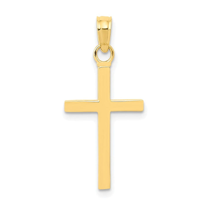 10K Yellow Gold Solid Large 3-D Polished Latin Cross Pendant