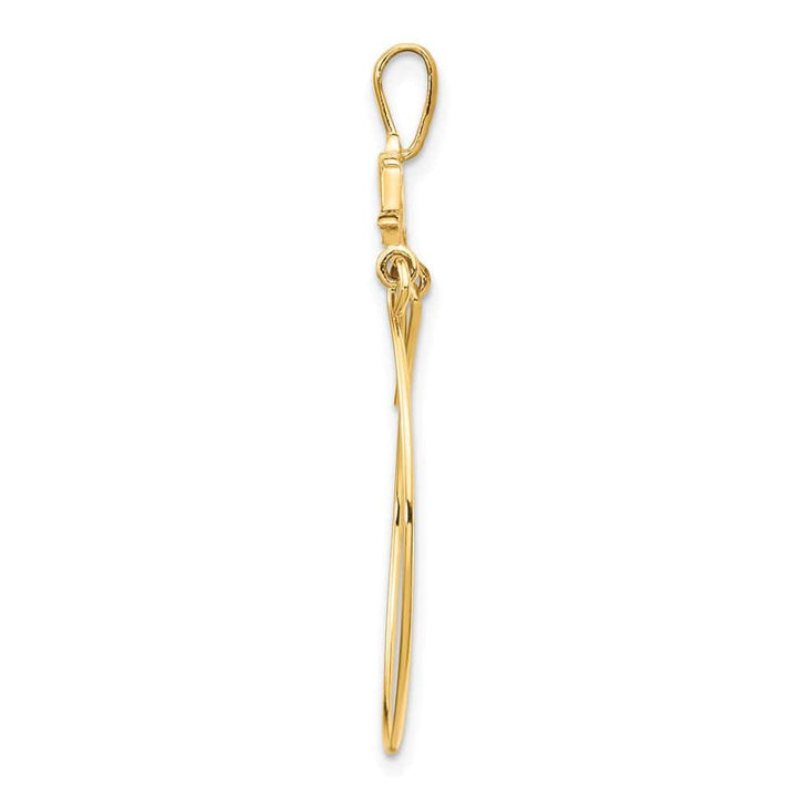 10K Yellow Gold Solid Large Double Dolphins Charm Holder Pendant